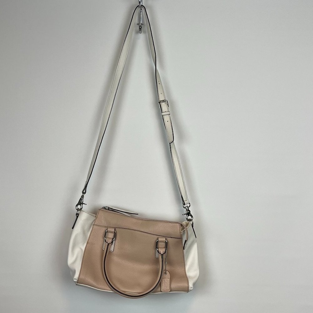 Clarks Pink & White Handbag Shoulder Bag Purse Tote